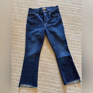Mother The Insider Mid Rise Crop Step Fray Jeans Off Limits Wash Size 28